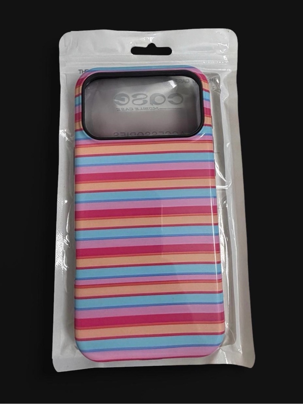 NWT iPhone 17 pro max case Striped Pastel Protective Phone Case - Pink/Blue